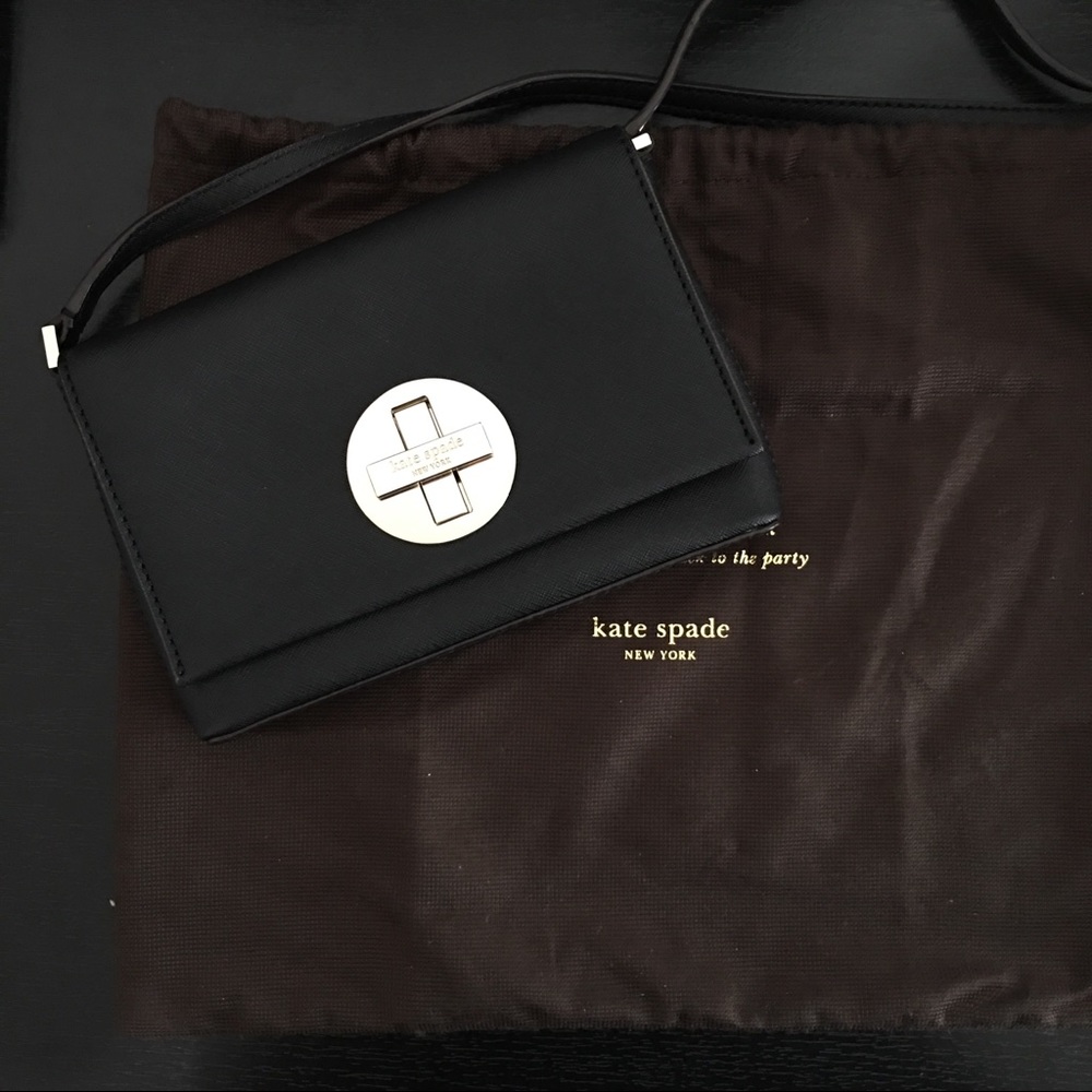 Kate Spade Black Metal Clasp Crossbody Bag
